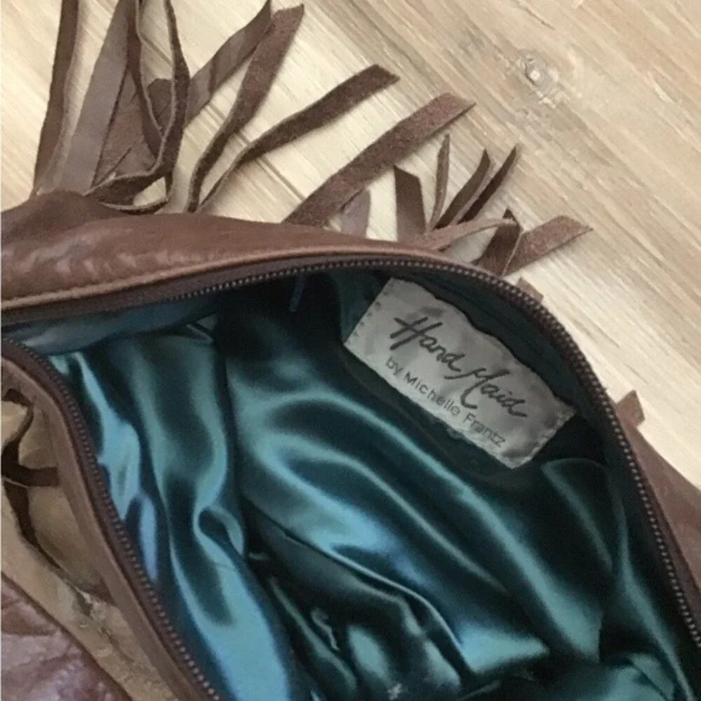 Handmade by Michelle Franz Waxed Leather Fringe Purse